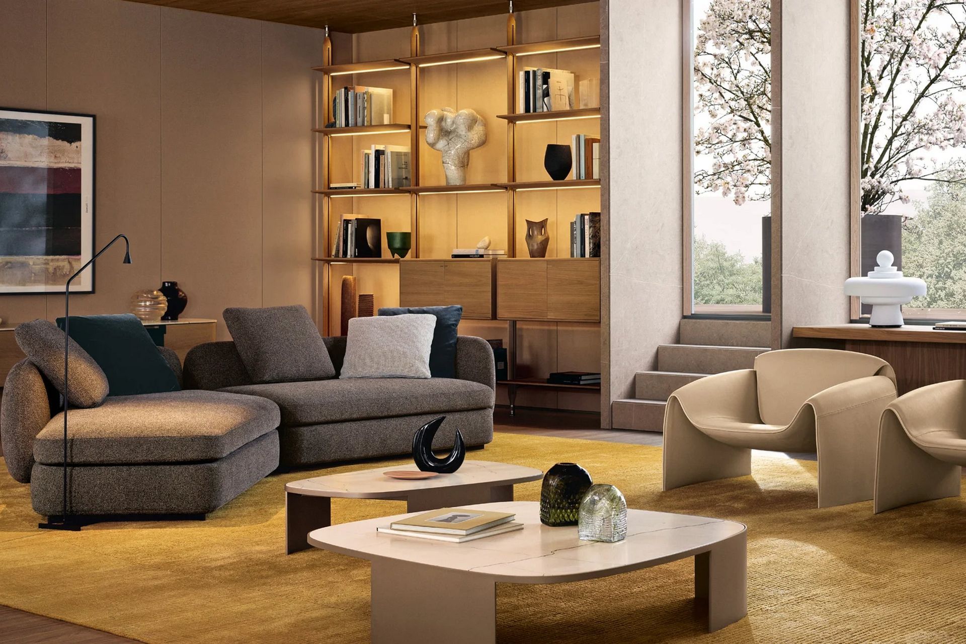 Working with the colour scheme of your room can tie the entire space together, seen here with the Relief Rug