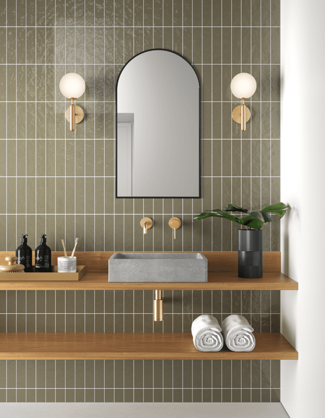 A popular choice is Elementi's BARE concrete basins. A fusion of warm pastel colours with the natural harsh elements of concrete, they create a focal point in any bathroom.