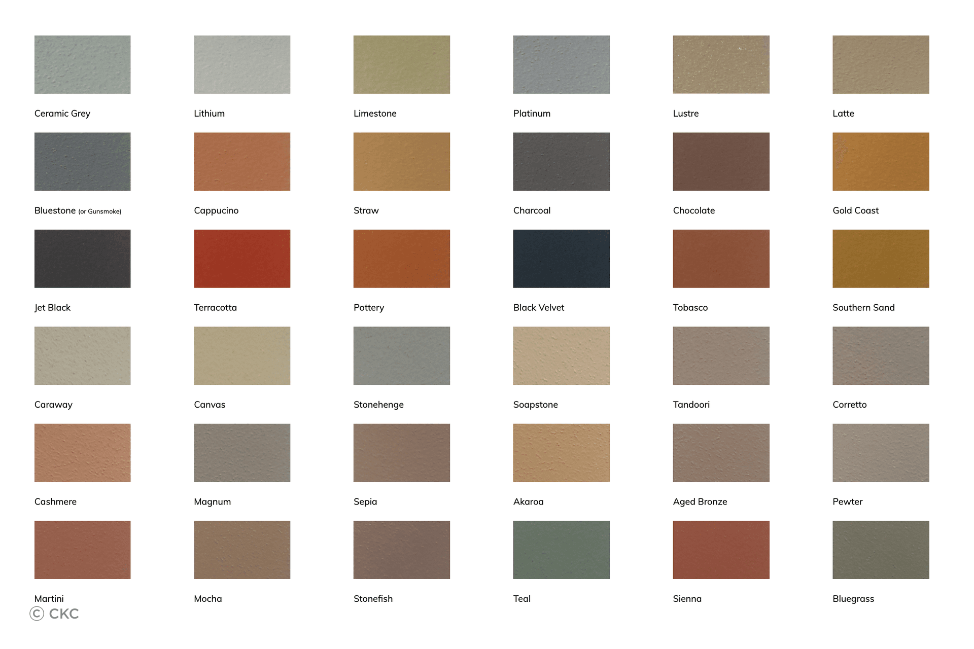 CKC offers a range of 36 colours, including warm tones such as ‘terracotta’ and  ‘cashmere’, meditative greens like ‘teal’, and deep shades such as ‘black velvet’.