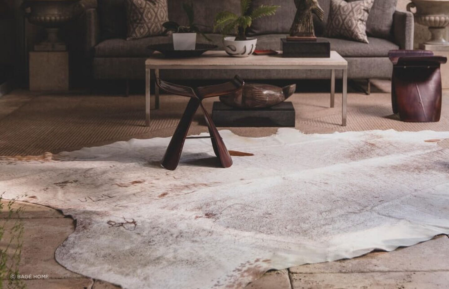 You can make quite the statement with an option like the Speckled Vintage Whites Cowhide Rug