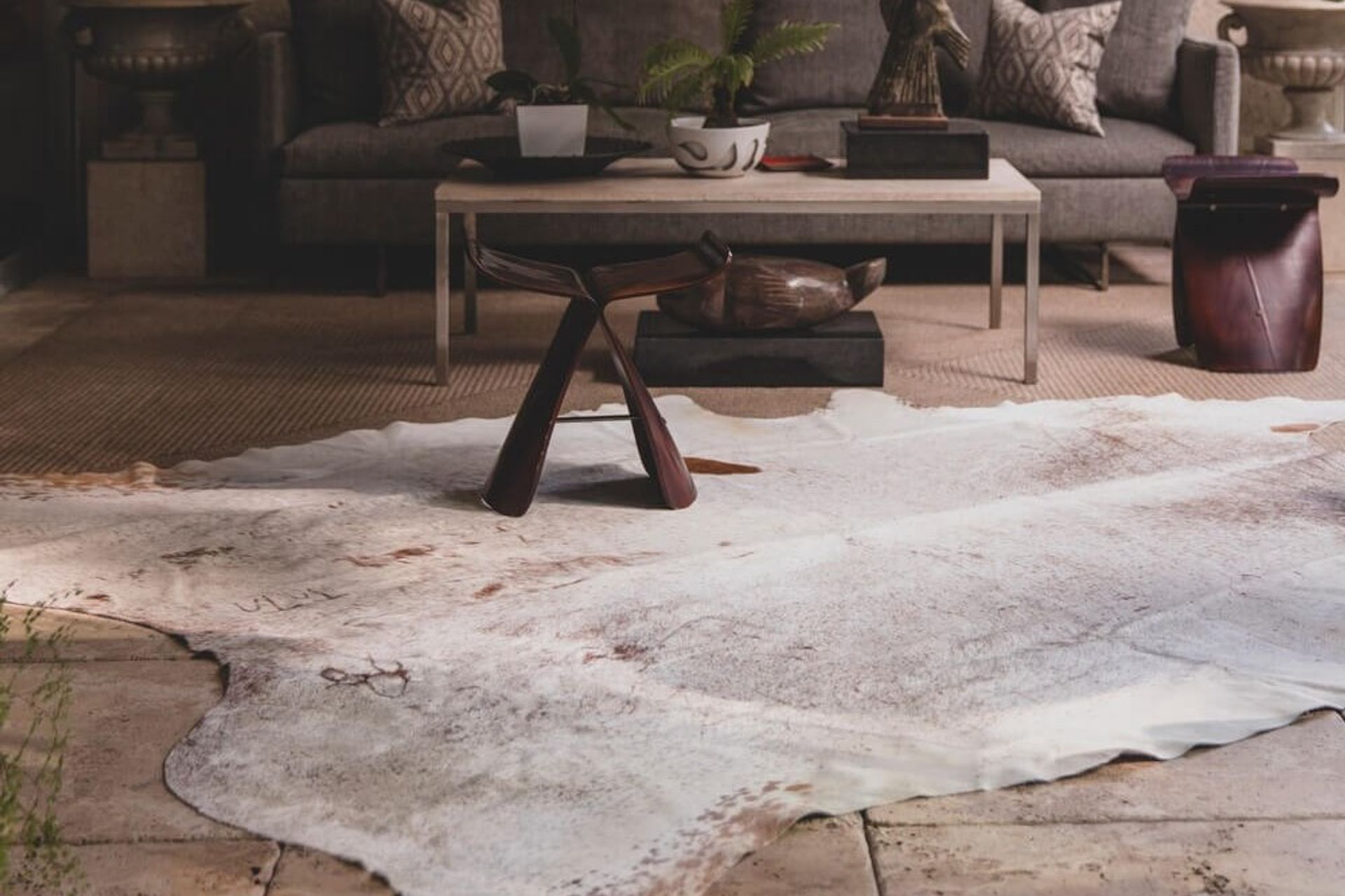 You can make quite the statement with an option like the Speckled Vintage Whites Cowhide Rug