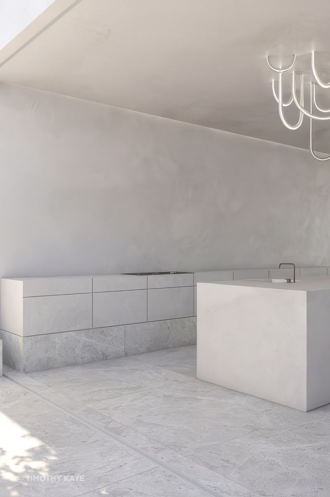 The paired back kitchen of St Kilda House