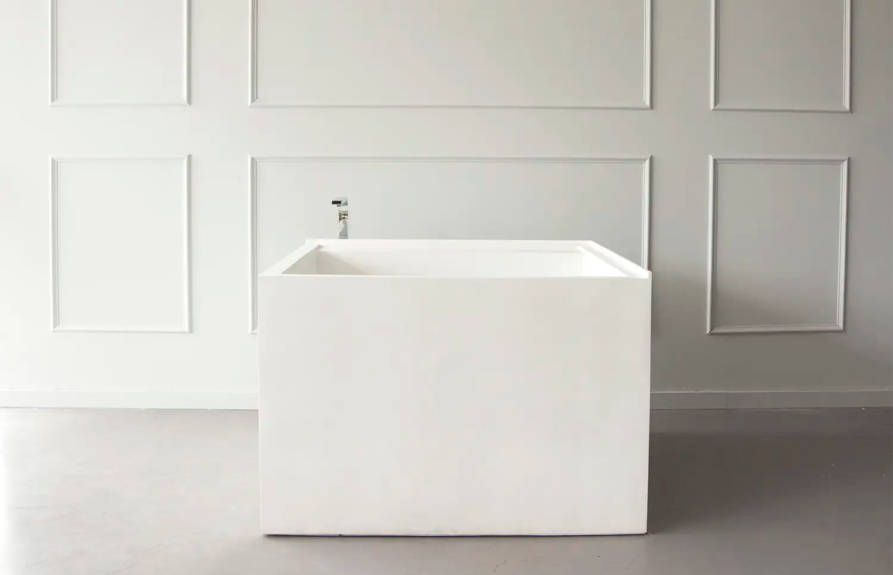 Japanese soaking tubs allow users to sit immersed to chest-height in the water.