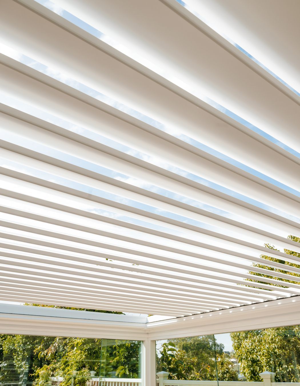 The SunFold's louvres pivot up to 90 degrees.