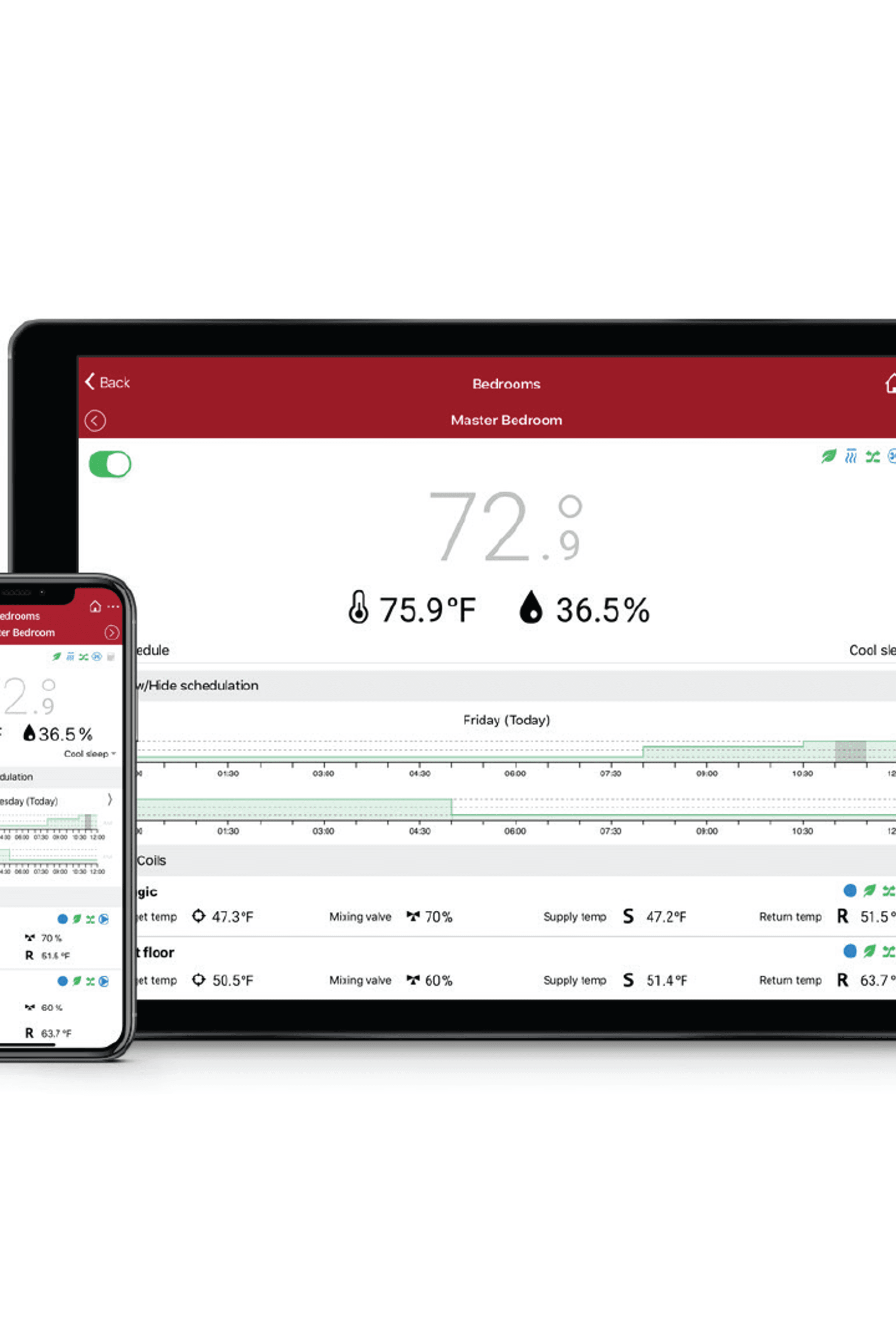 Easily control the temperature of every room in your home from your smart device.