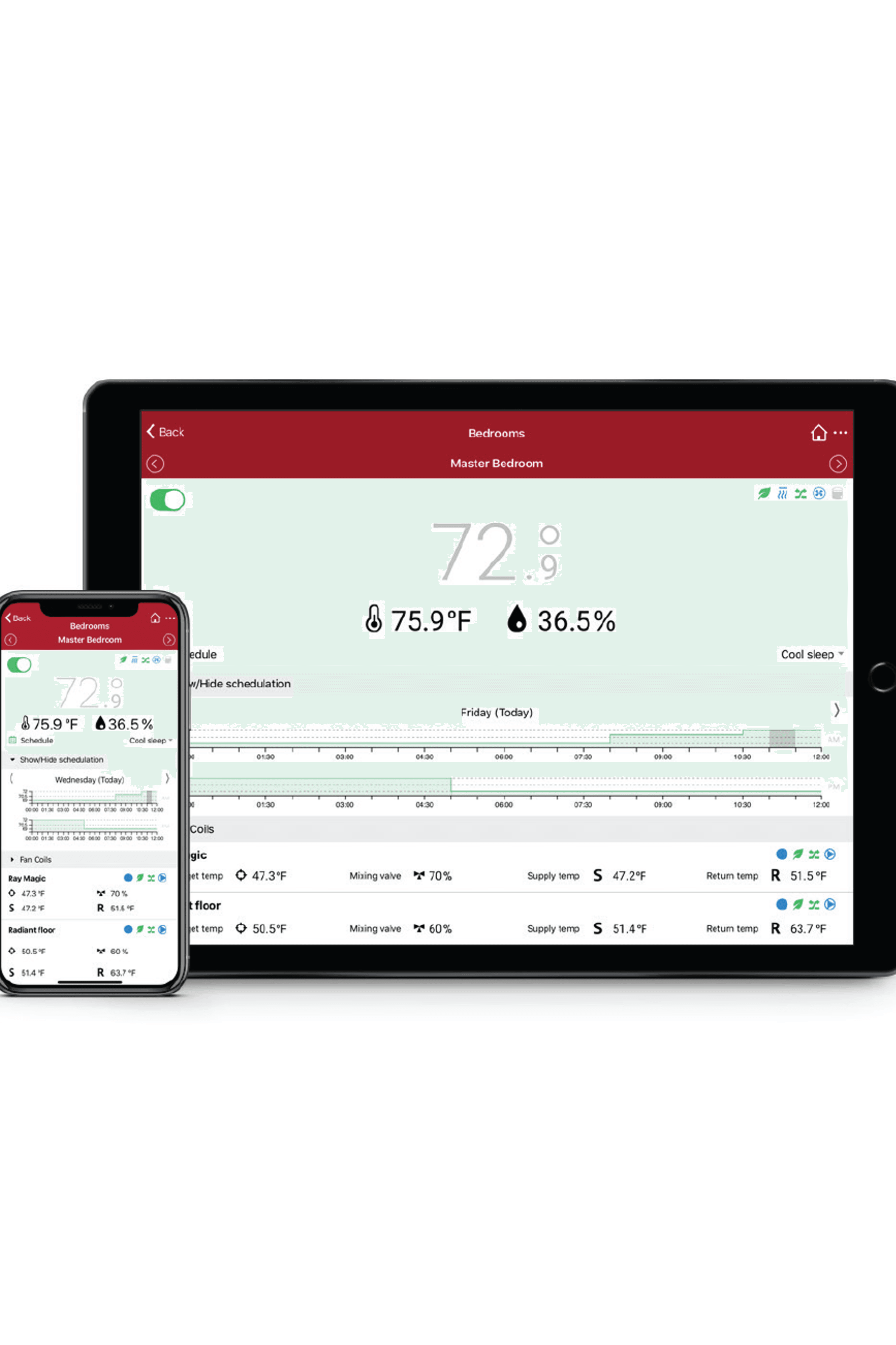 Easily control the temperature of every room in your home from your smart device.