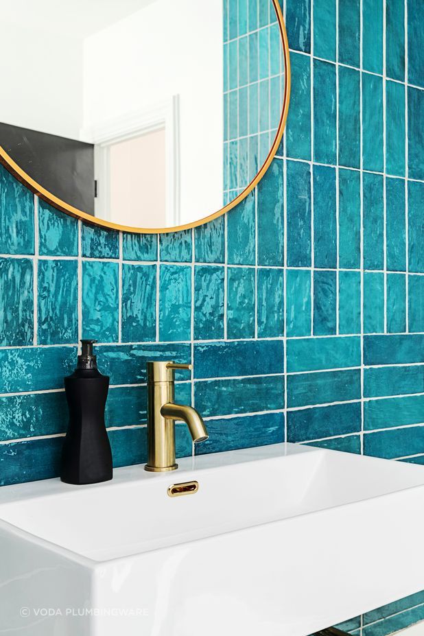 Select compact fixtures like Voda Plumbingware's Mini Basin Mixer in Brushed Brass.