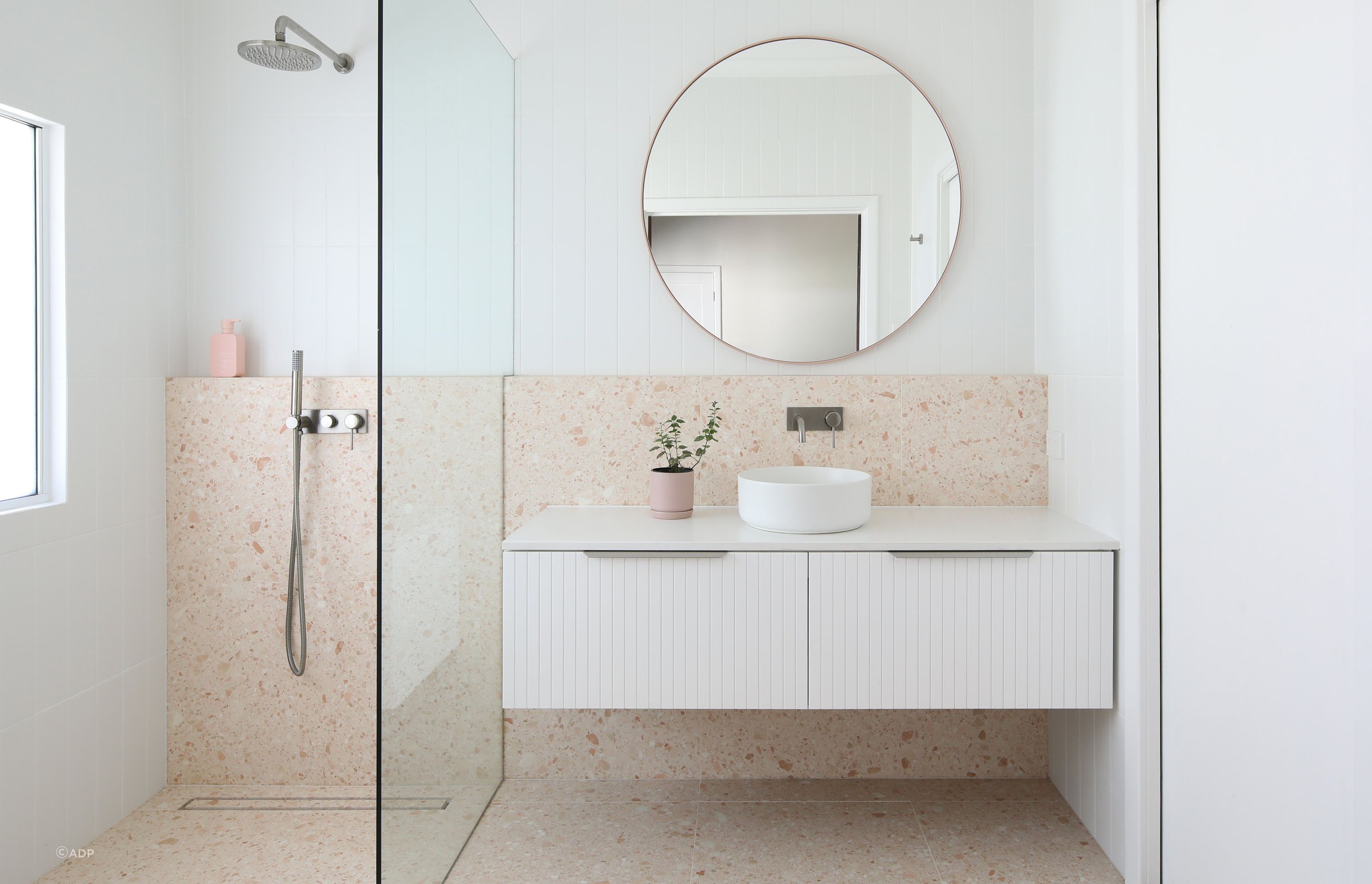 Floating bathroom vanities can fit snugly into a bathroom