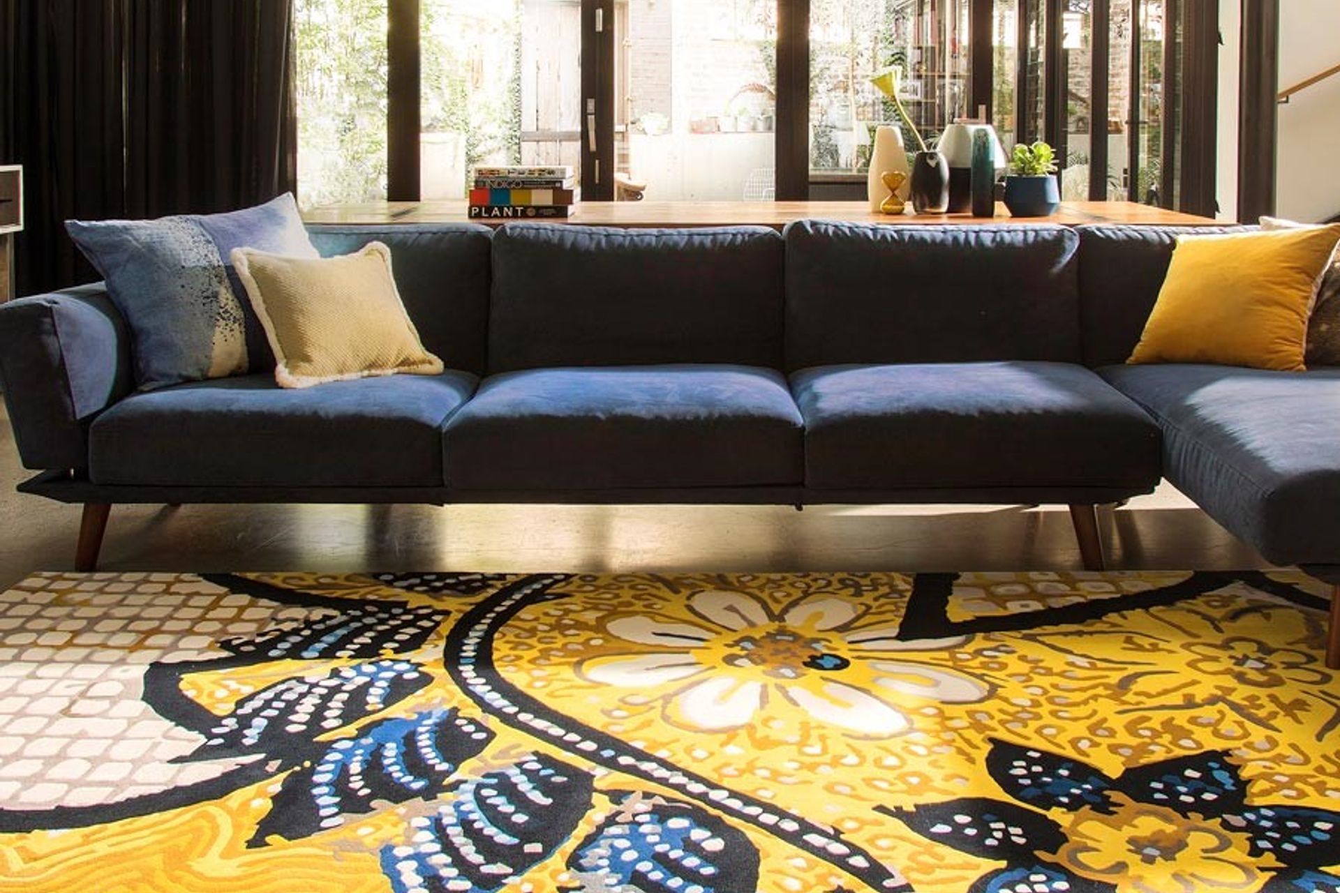 A statement rug like the Wishing Well is a great choice for a large room