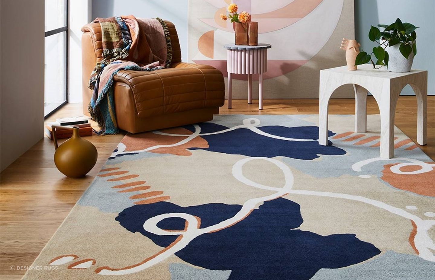 The on-trend Palette Blue/Brown Rug is a great example of the different rug styles that are available to homeowners in Australia