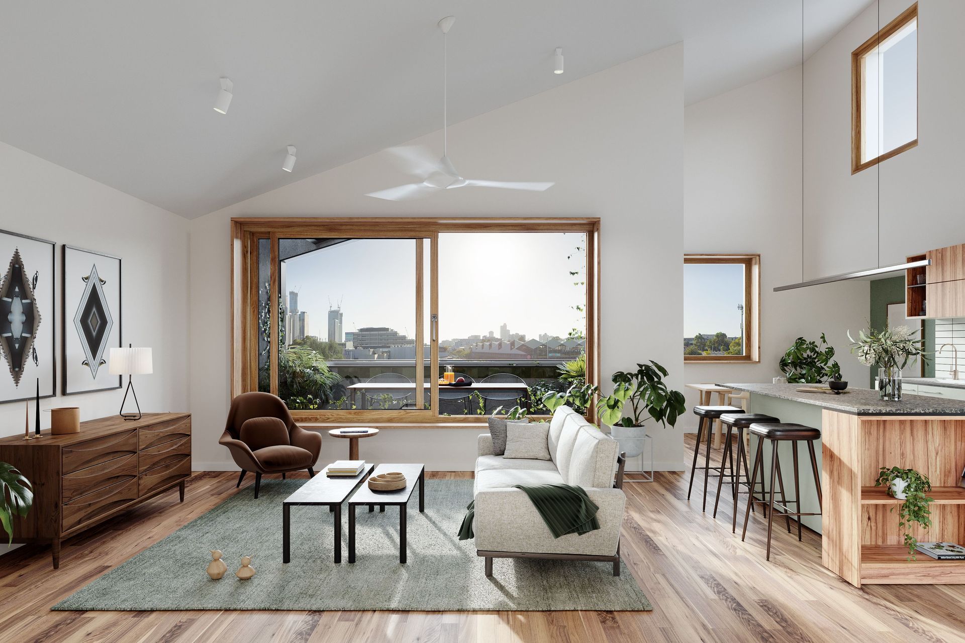 Organic framed city views.