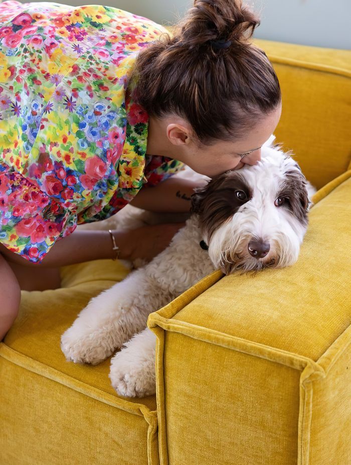 It’s easy to see why Celeste chose Rufus for her living room. Both are iconic, bold, and very approachable.