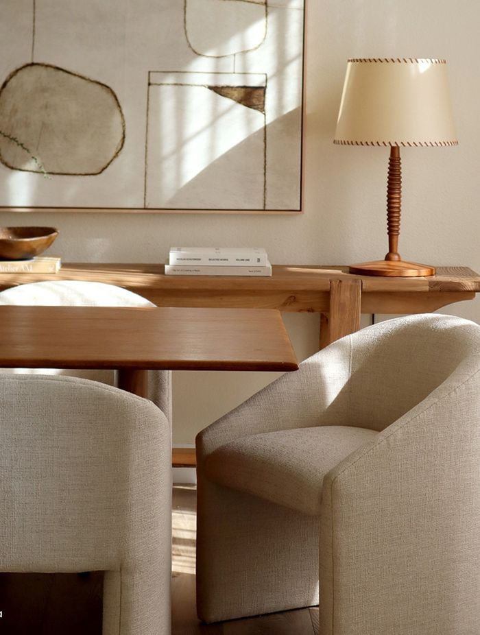 The Adler Dining Chair features a hatched texture and multicoloured, tonal threads that help mask potential wear and staining.