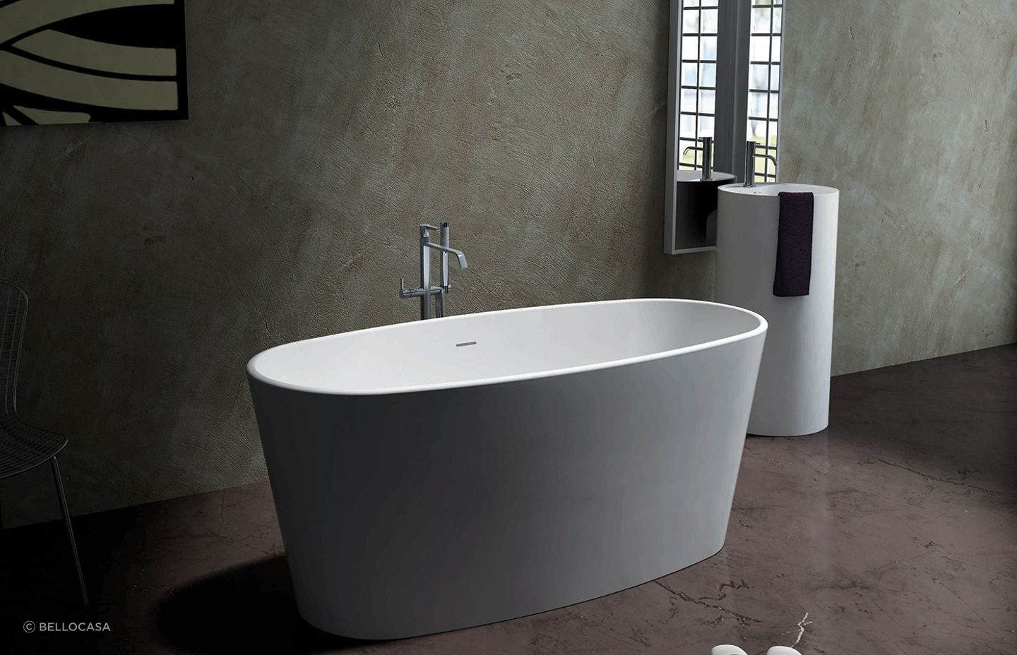 The stunning Sonia Bath has tall sides designed for an especially deep soak.