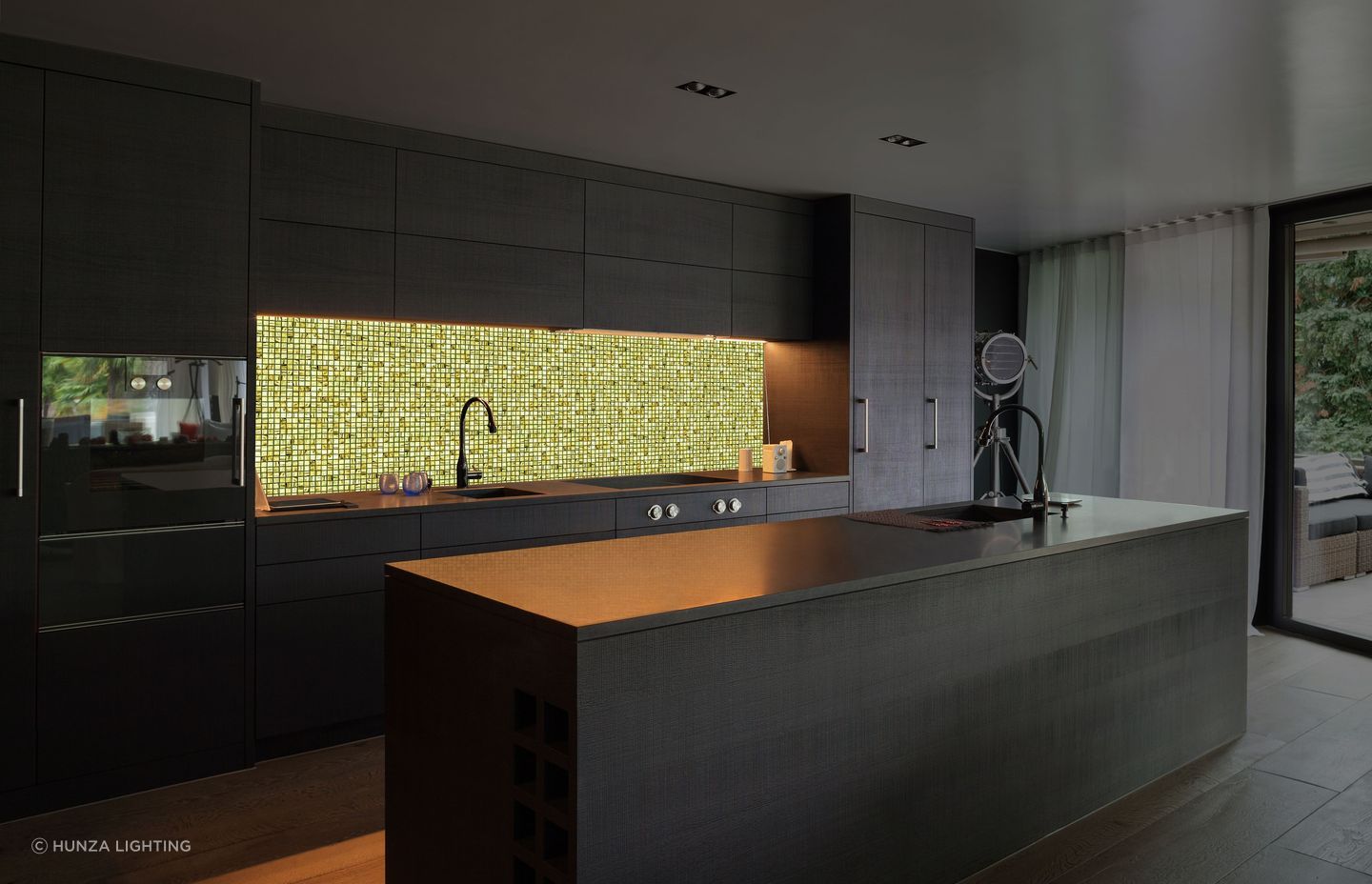 Volatiles Interactive LED Light with kitchen installation from Hunza Lighting