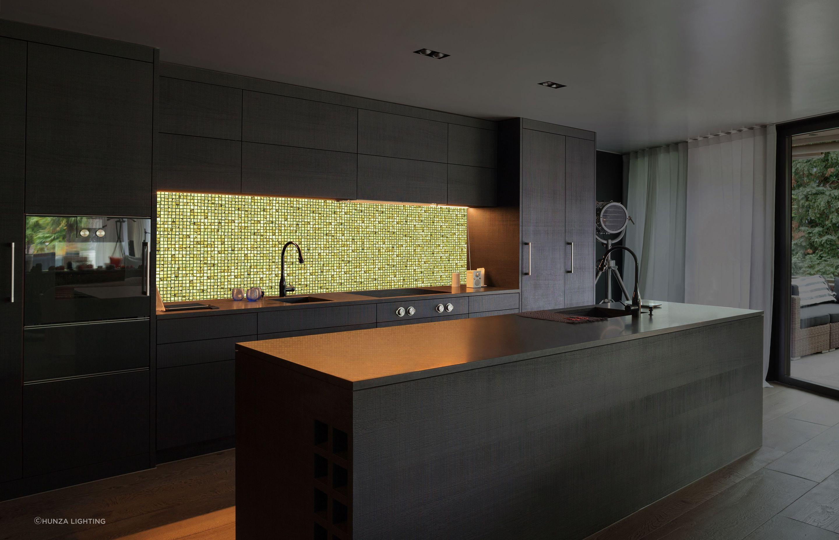 Volatiles Interactive LED Light with kitchen installation from Hunza Lighting