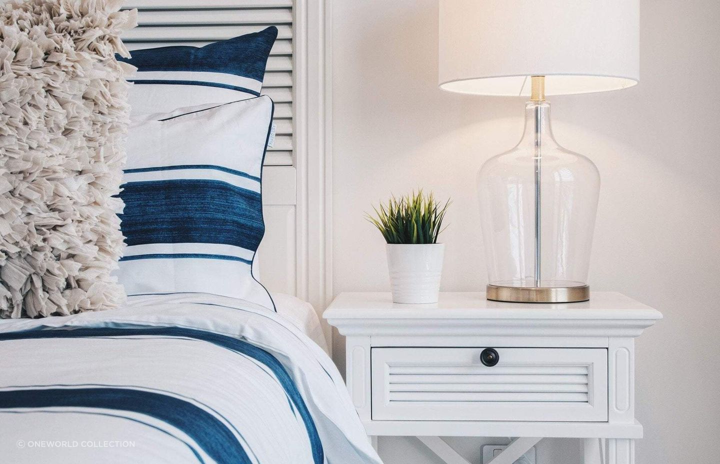 Shaynna Blaze Palm Beach Glass Brass Lamp from OneWorld Collection