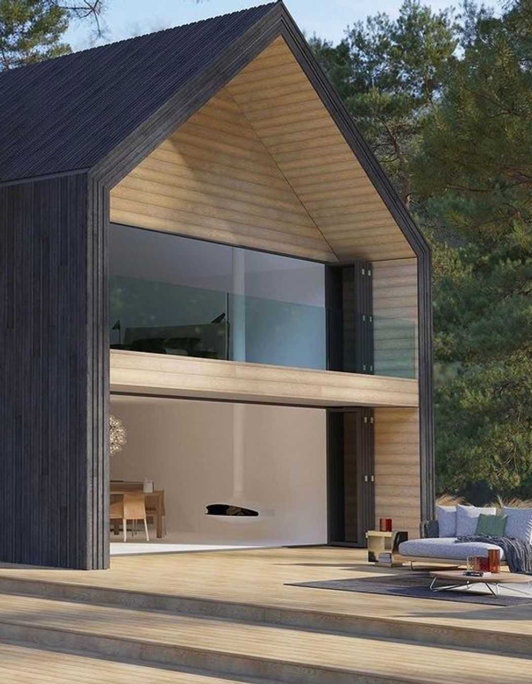 Envello board &amp; batten cladding in burnt cedar by Millboard Decking