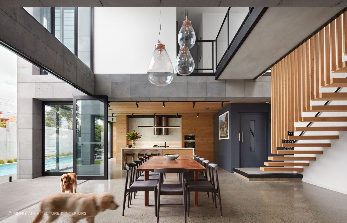 The textured used of high-quality Bluestone tiles is just one great element of many in the award-winning Quarry House - Photography: Tom Roe