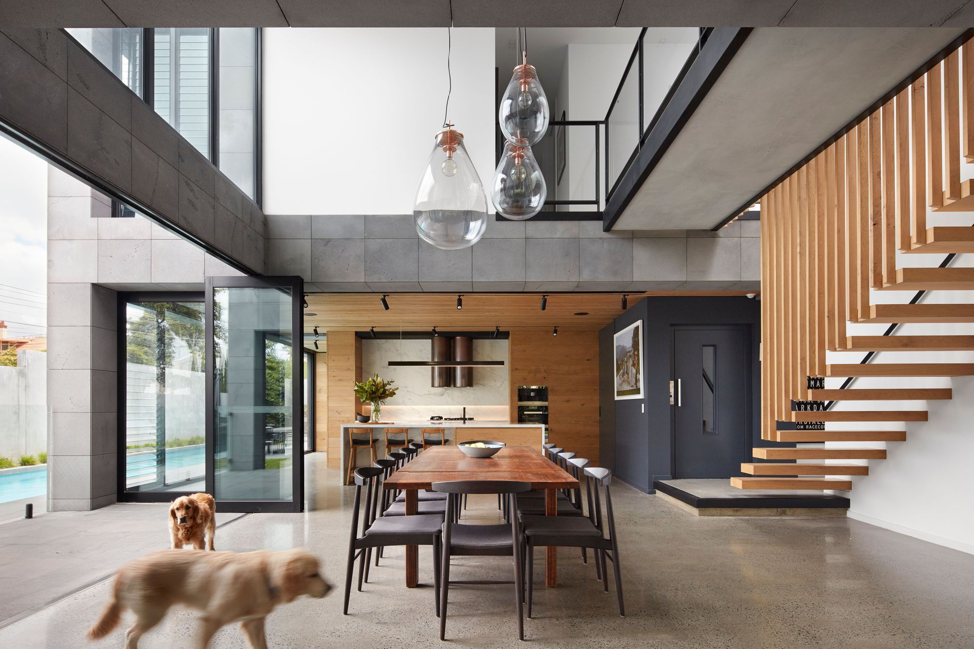 The textured used of high-quality Bluestone tiles is just one great element of many in the award-winning Quarry House - Photography: Tom Roe