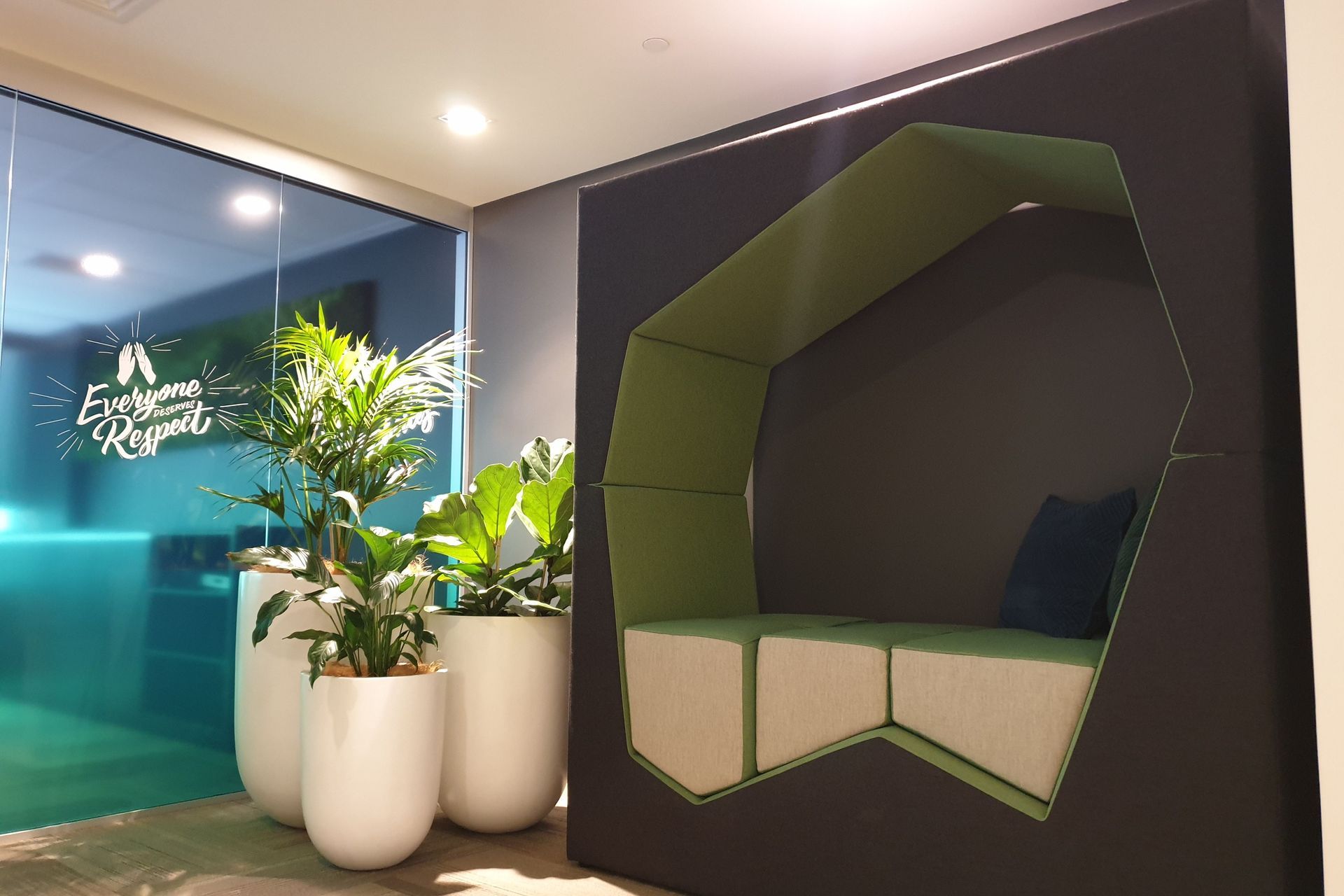 Soft, comfortable furniture for informal chats between co-workers is very popular, and McGreals has seen a lot of interest in soft-touch plush fabrics that are easily wipeable, cleanable, and anti-microbial.