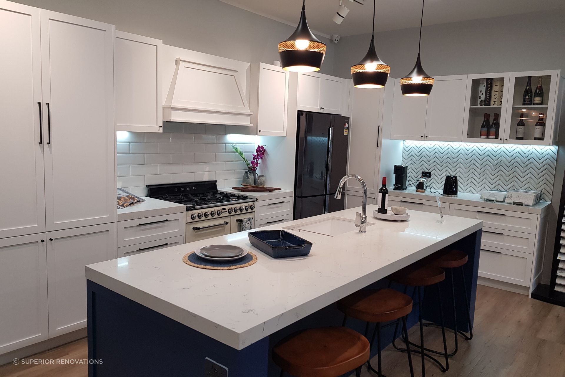 Classic kitchen display in our kitchen showroom in Auckland