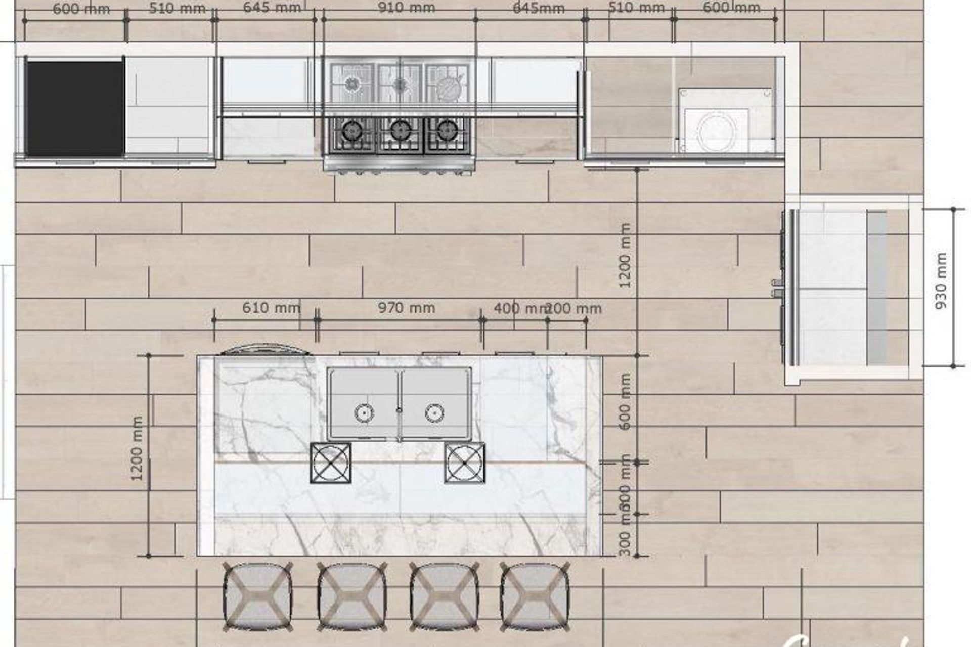 3D Design of Kitchen in Epsom