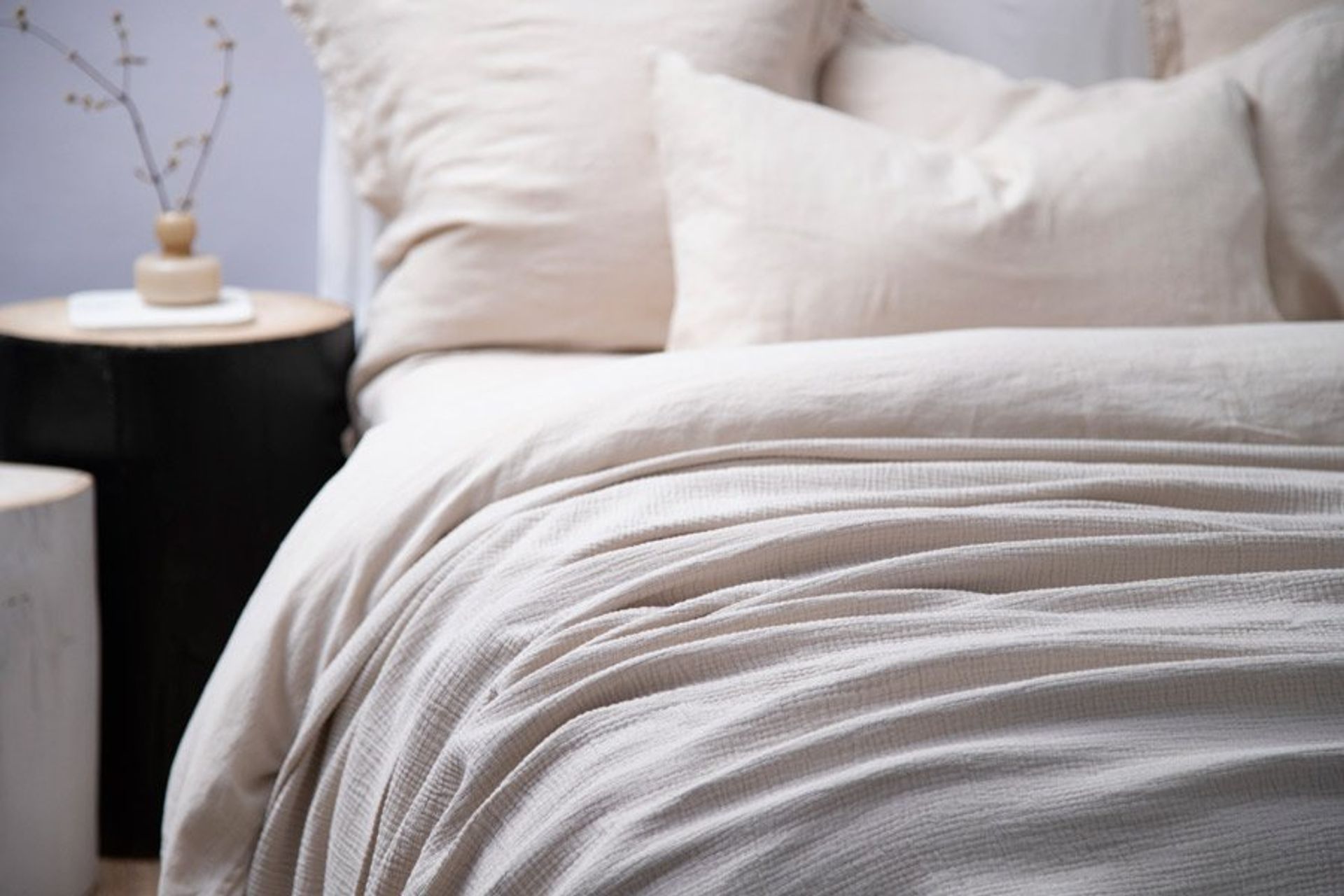 Pillows with soft and flexible fills are great for stomach sleepers, matched here with the Pure Cotton Ripple Pillow Cases