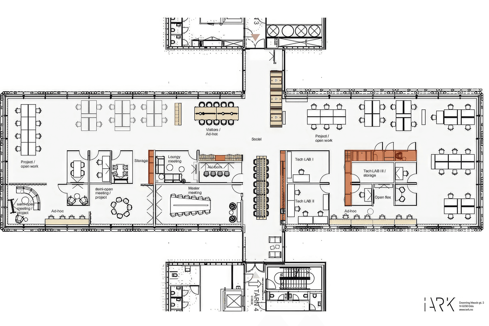 Much of Neat's workspace is open plan, creating a light and airy atmosphere and connectivity between departments. curtains can be drawn when privacy is needed, whilst many meeting rooms and private spaces use glass walls to allow natural light to enter | Artwork by IARK