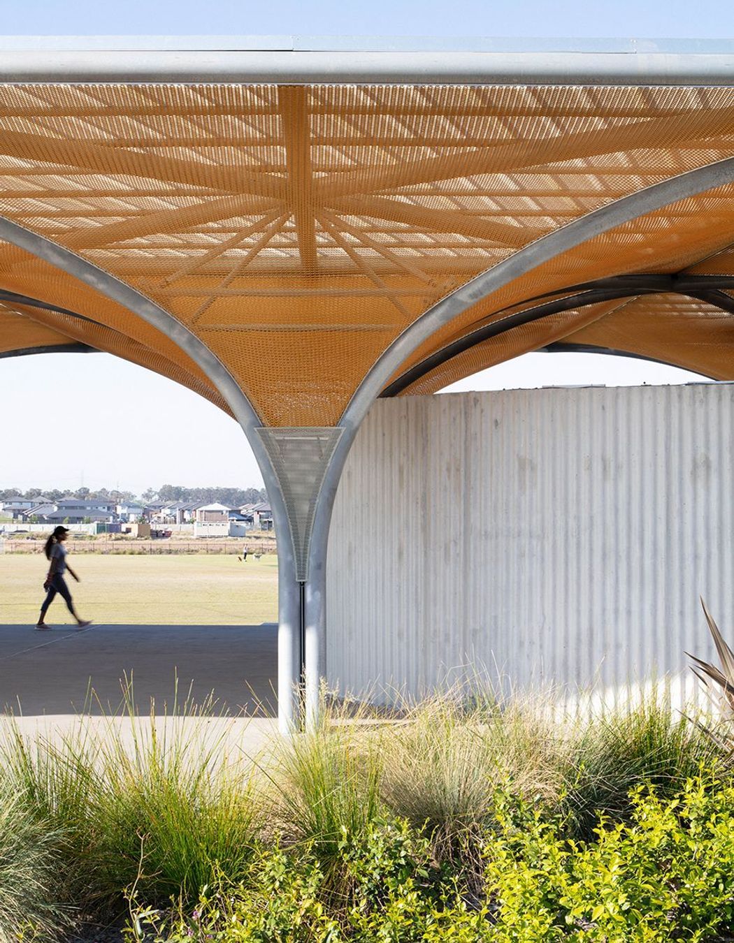 Golden Mesh Shades a Sports Pavilion in Sydney