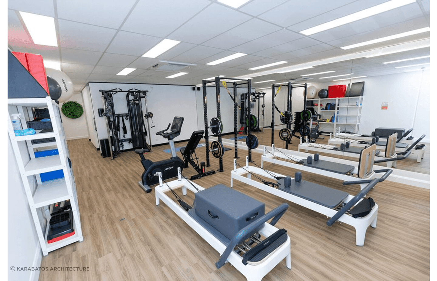 Hybrid flooring, particularly SPC flooring is a popular choice for gyms and fitness centres.