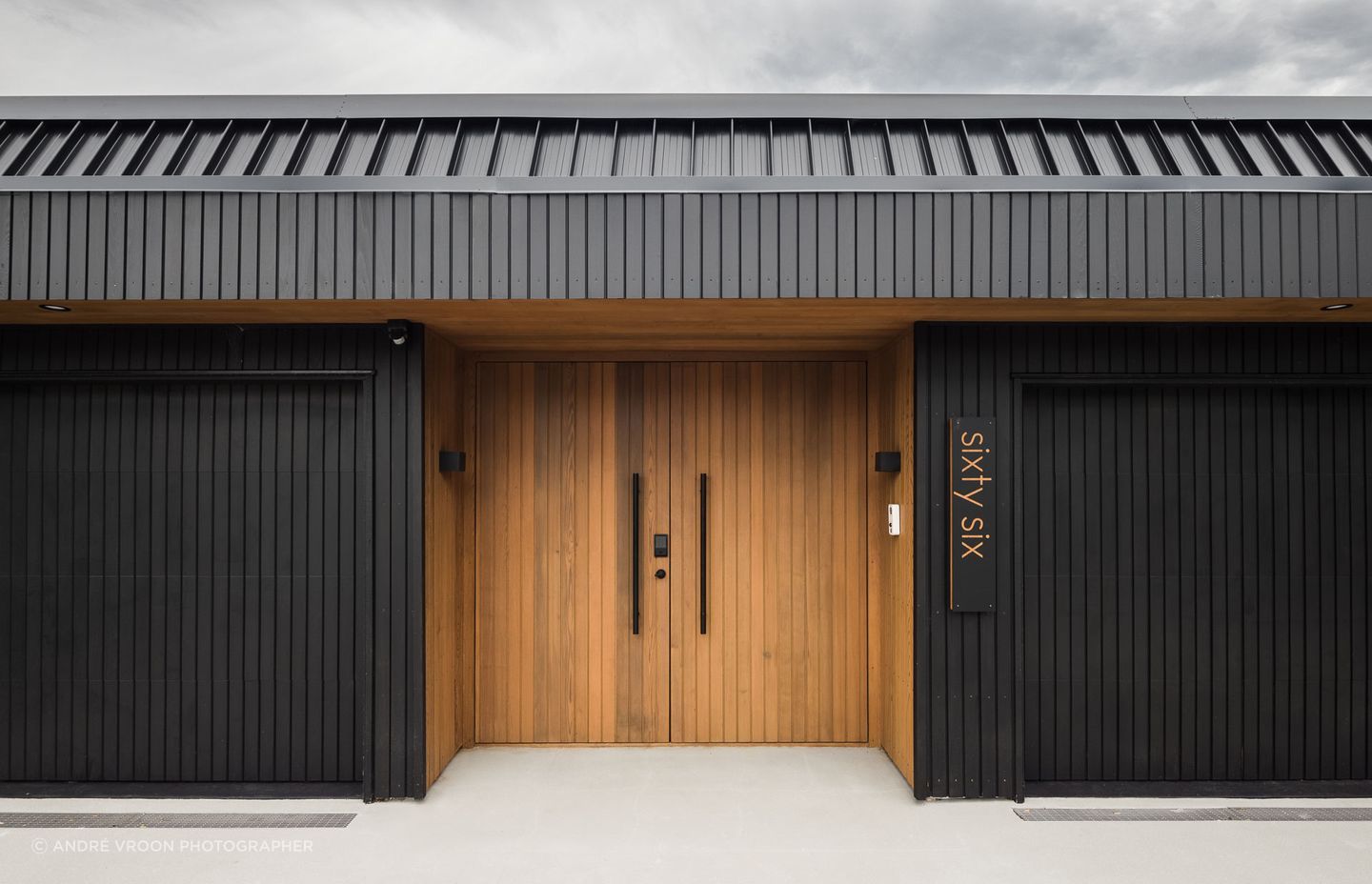 The renovated main entrance, positioned on the top level, adjoining the street front.