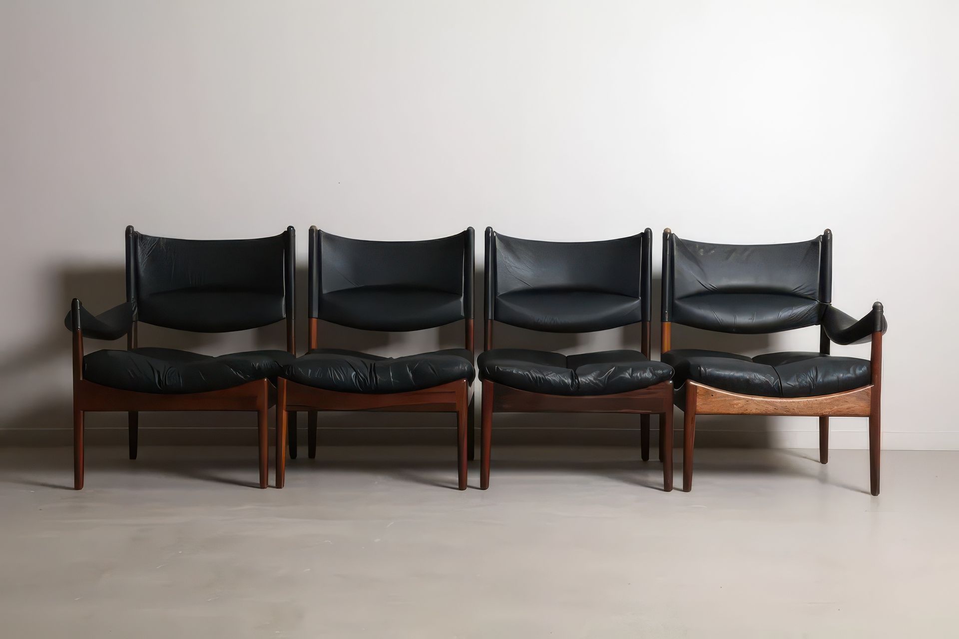 The Modus Collection, a modular furniture series, included these lounge designs, created for Søren Willadsen. Crafted from leather and rosewood.