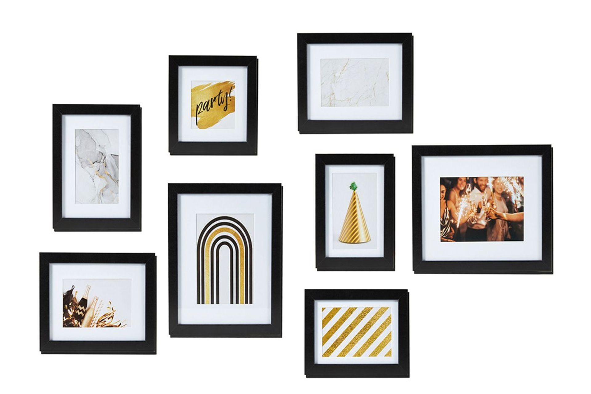 Eight-piece wall photo frame set black, $17, from Kmart