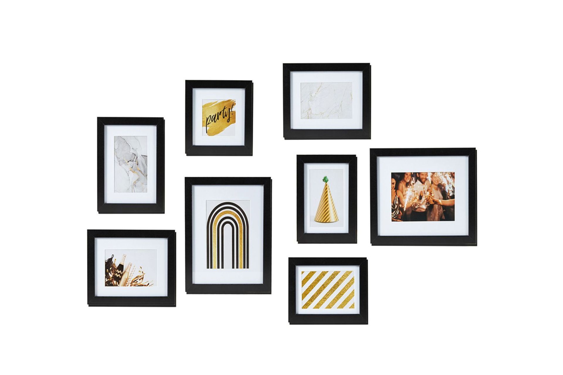 Eight-piece wall photo frame set black, $17, from Kmart