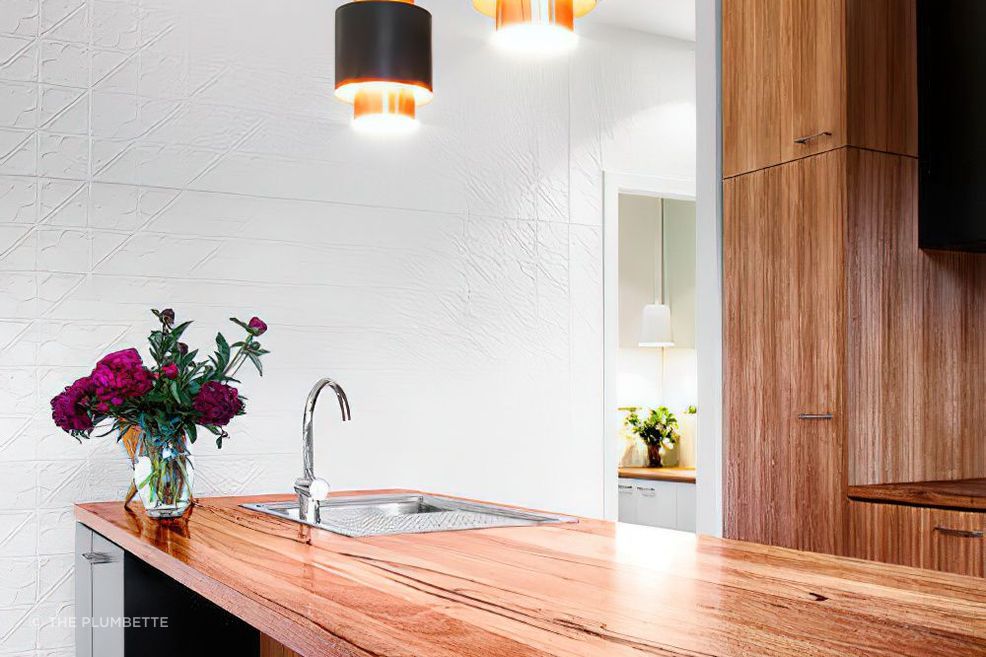 Timber benchtop.