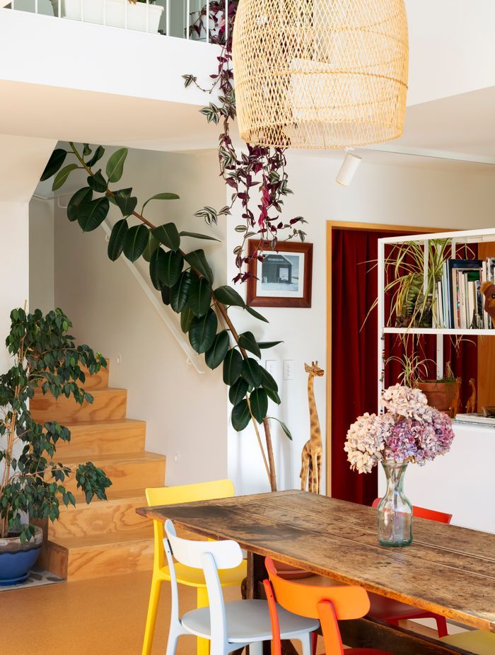 The double height void connects the living and dining area to the building envelope.