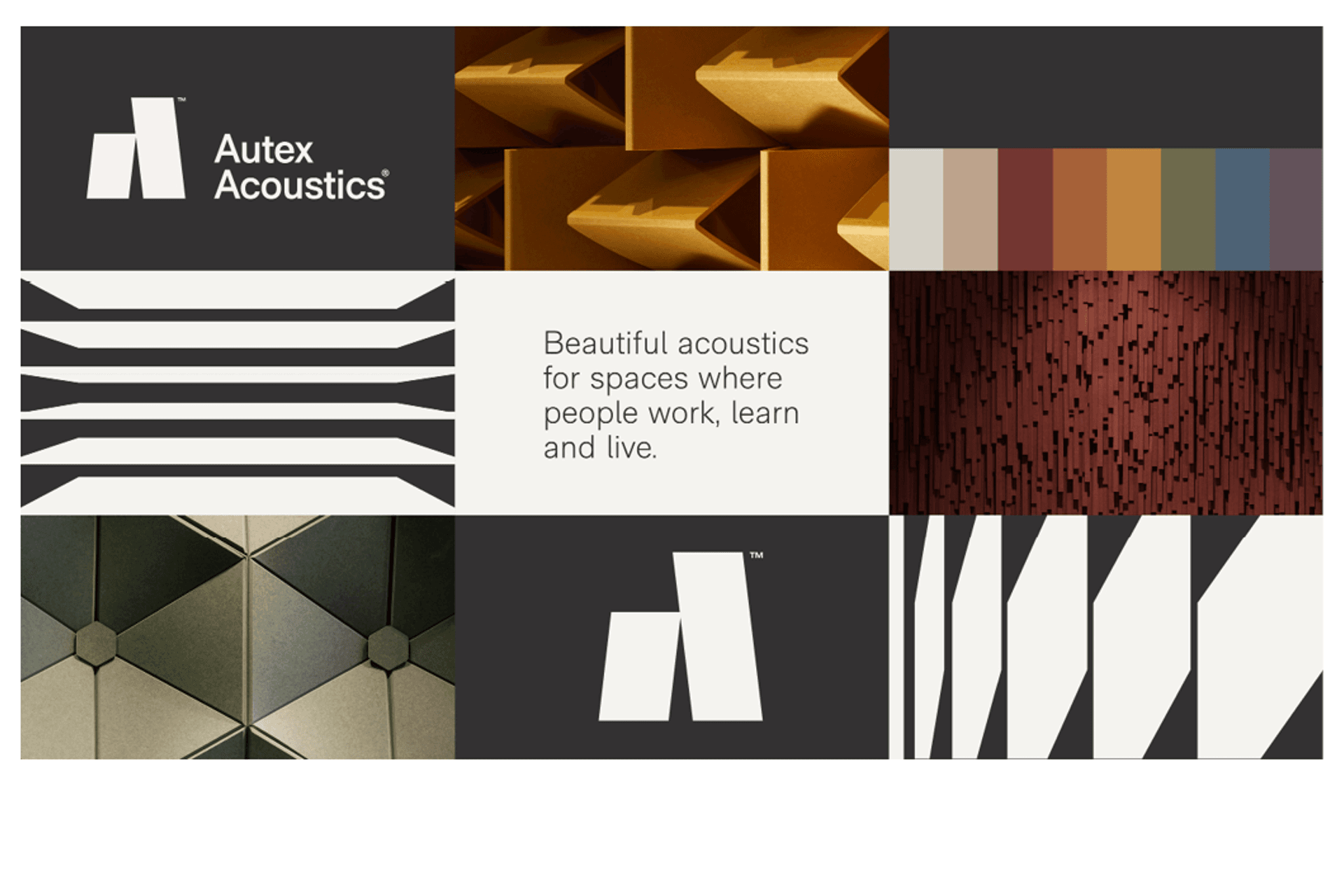 The new logo and associated graphical elements work in concert alongside the company's innovative acoustic offering.
