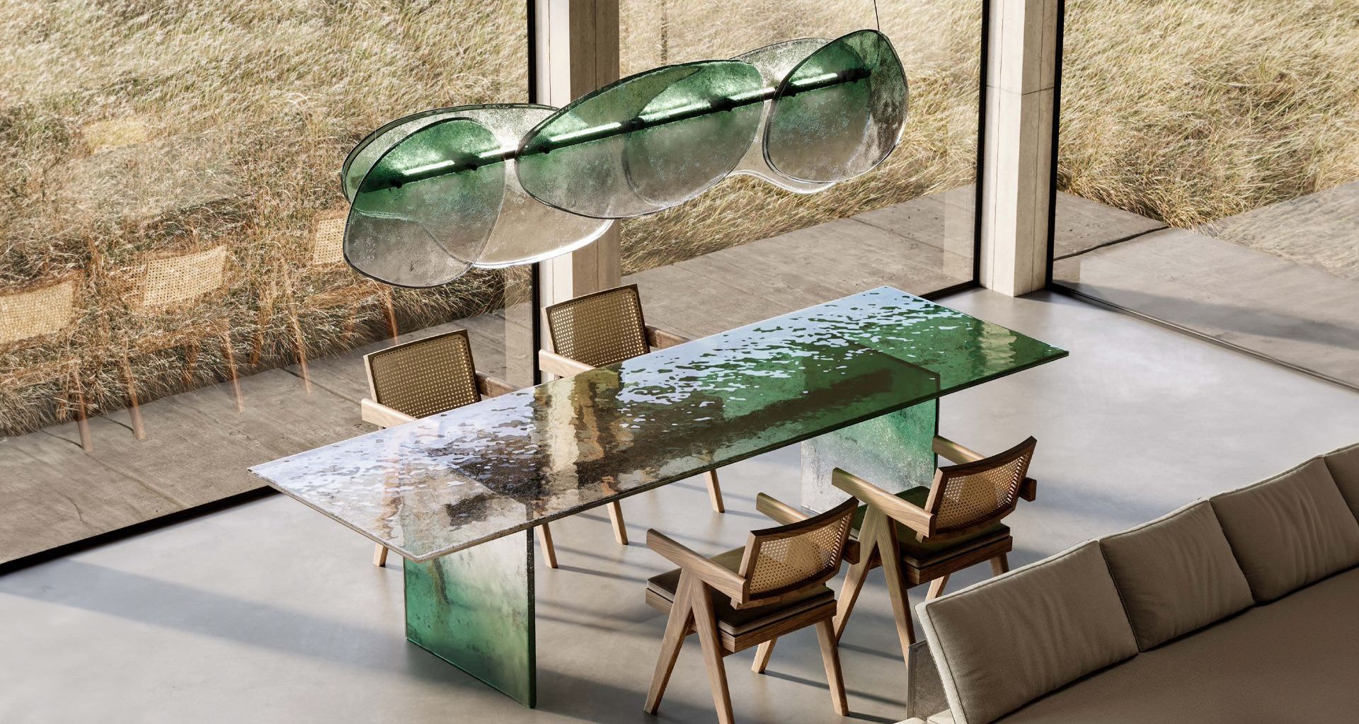 Floretta Chandelier & Nassa Dining Table from the Arte Veneziana Melt Collection