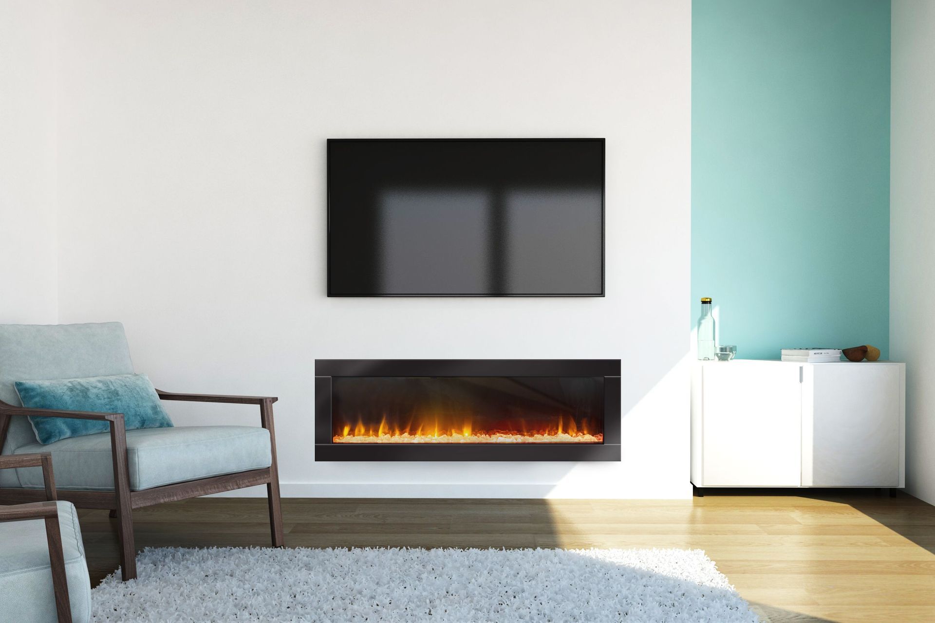 Easy installation, no maintenance and safe to touch - the Ambe Linear50 Electric Fireplace makes a great addition to the family home.