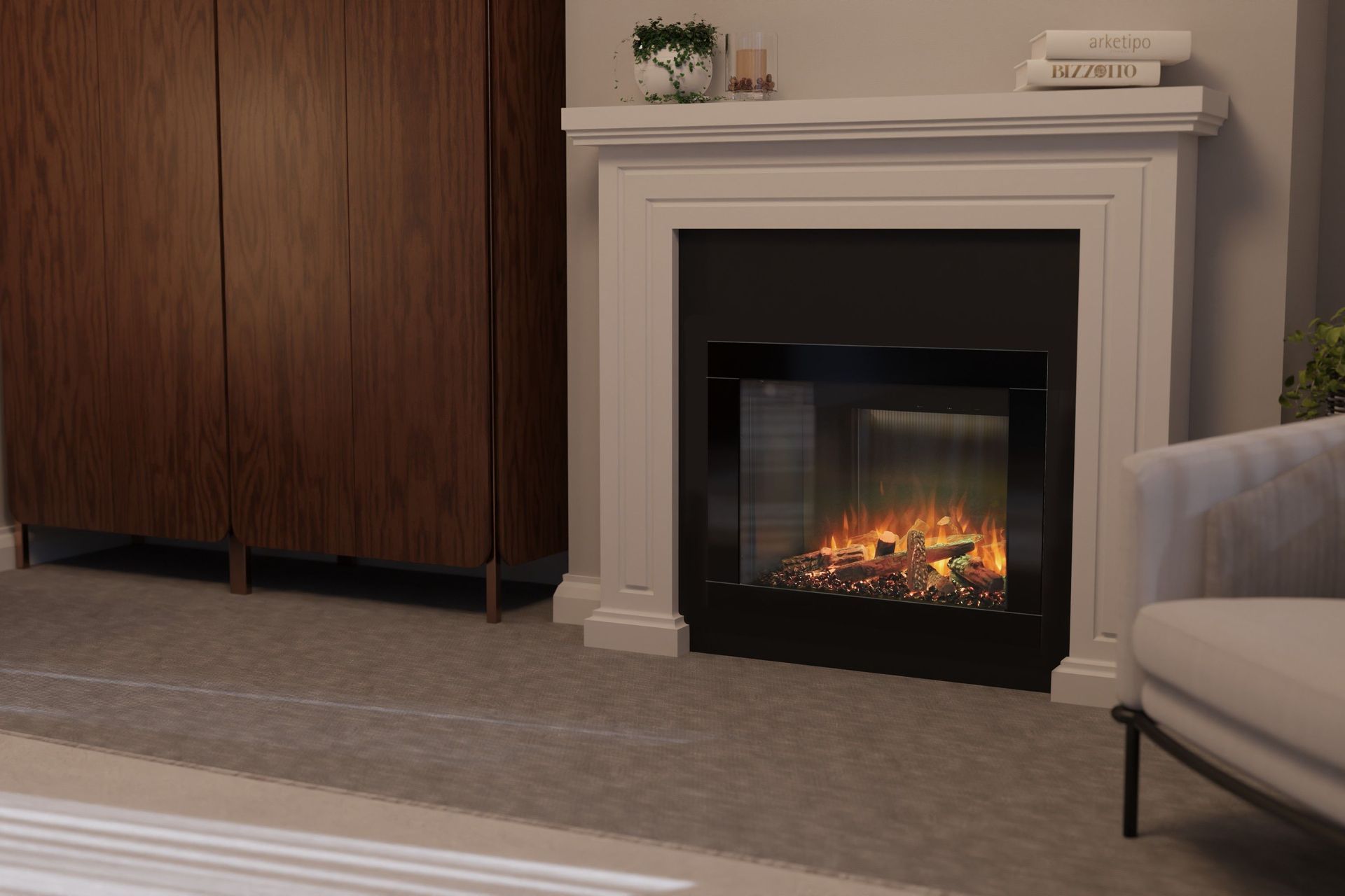 Easily installed within an existing cavity, the Ambe Square30 Electric Fireplace is a quick way add comfort and warmth.