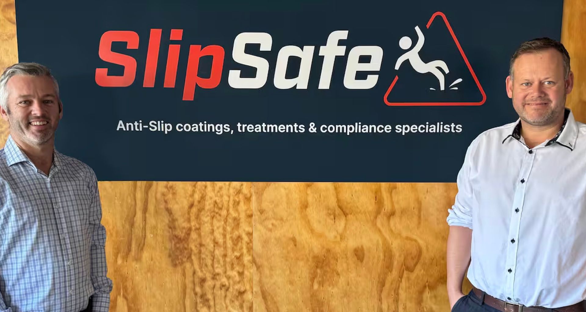 SlipSafe New Zealand general manager Michael Goldfinch (left) with founder and chief executive Jason Goldfinch.