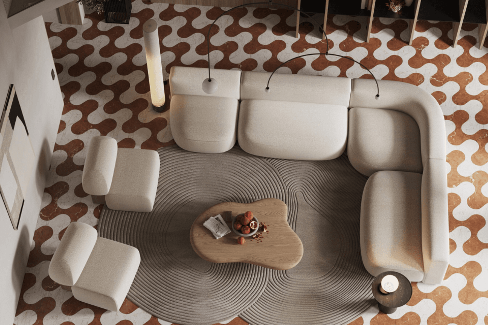 Tiles Featured: Byzantine Design's Borsani collection in the colours 'Rojo Alicante' and 'Rosso Crema'