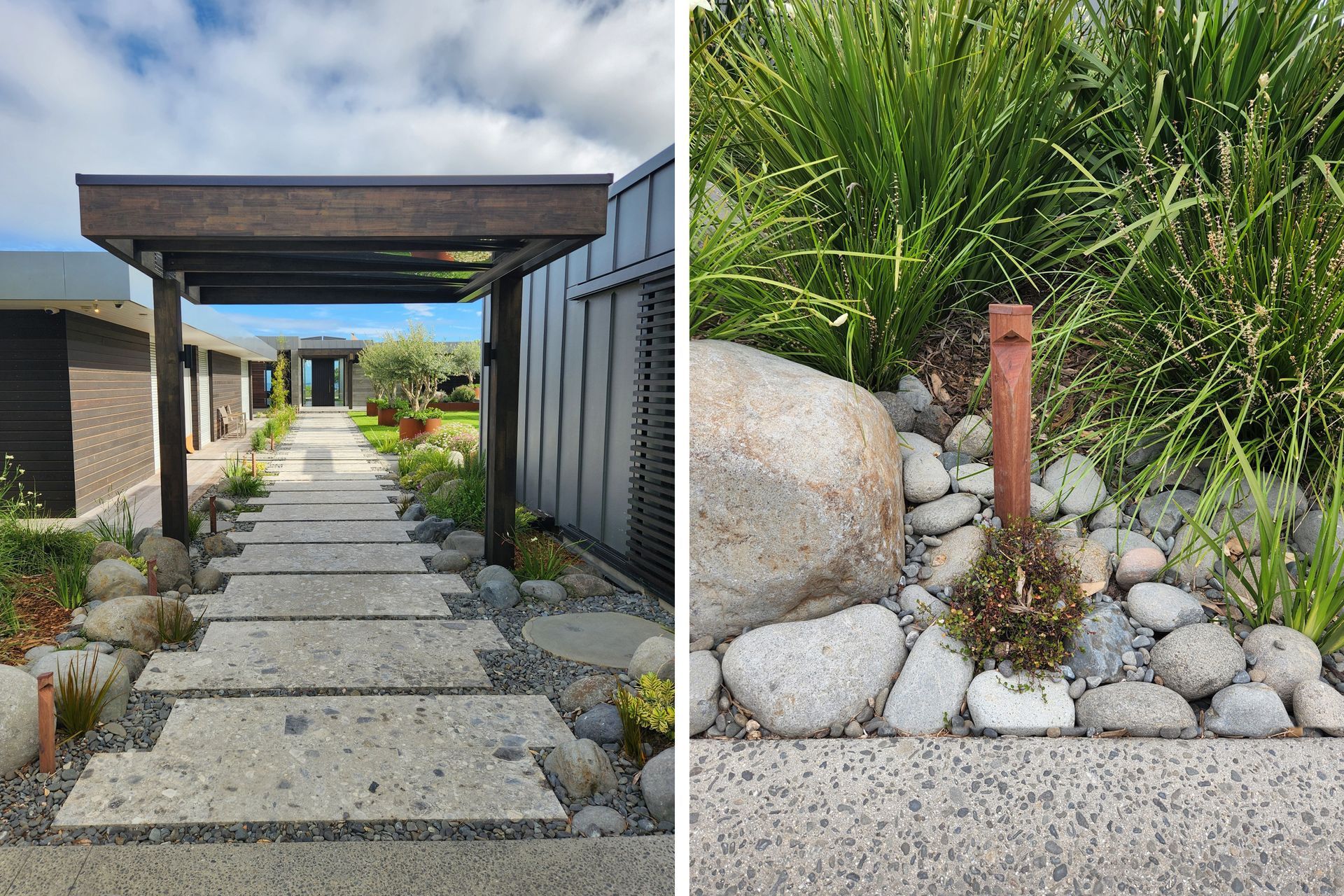 A beautiful property entrance with Switch Lighting’s new range of Bollards. Product: Switch Lighting Pillar Light 1 SLBL100F Corner and Straight variants. Electrician: Astech Electrical