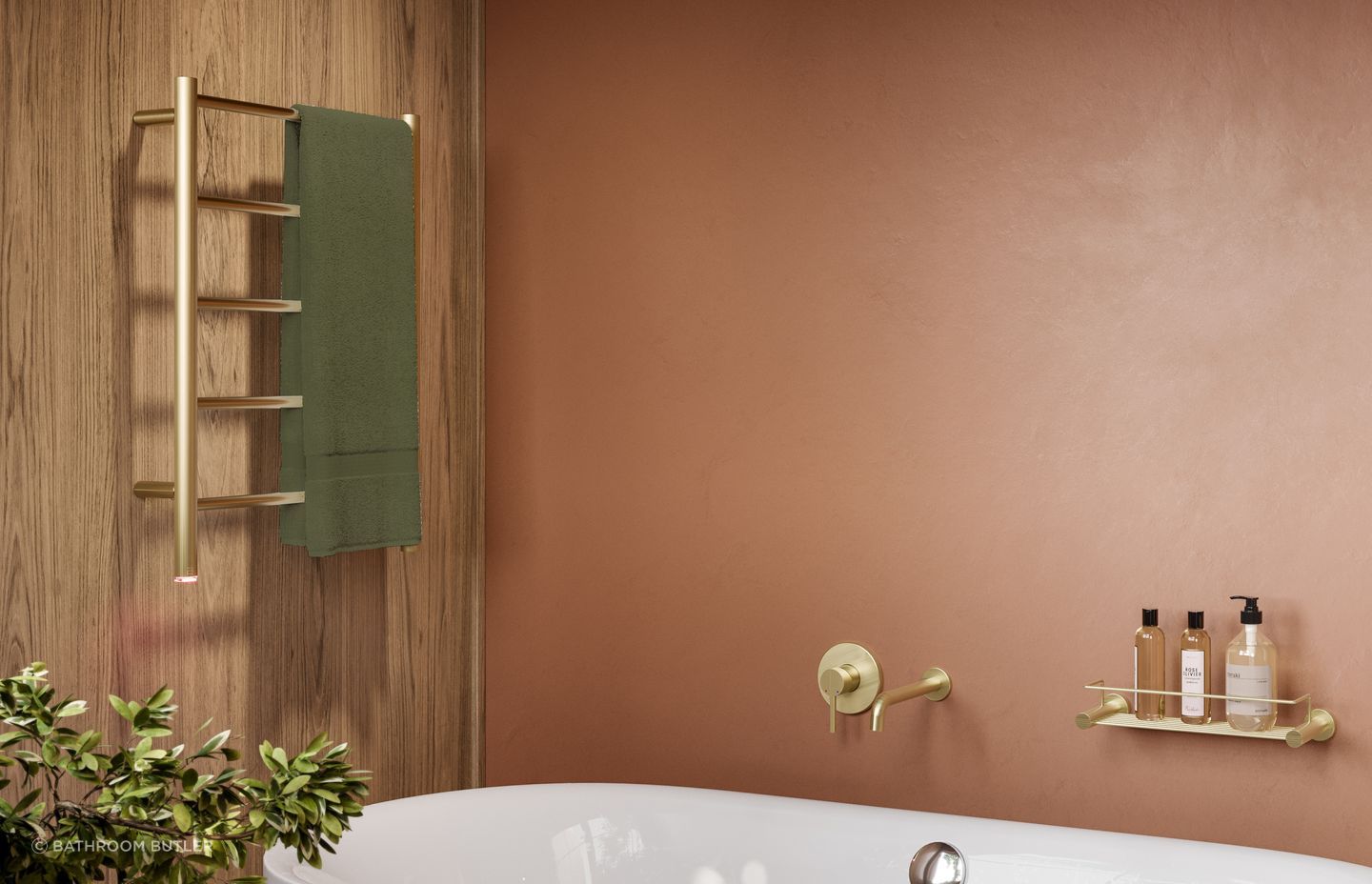 Natural 5 Bar 500mm Champagne Gold Heated Towel Rail