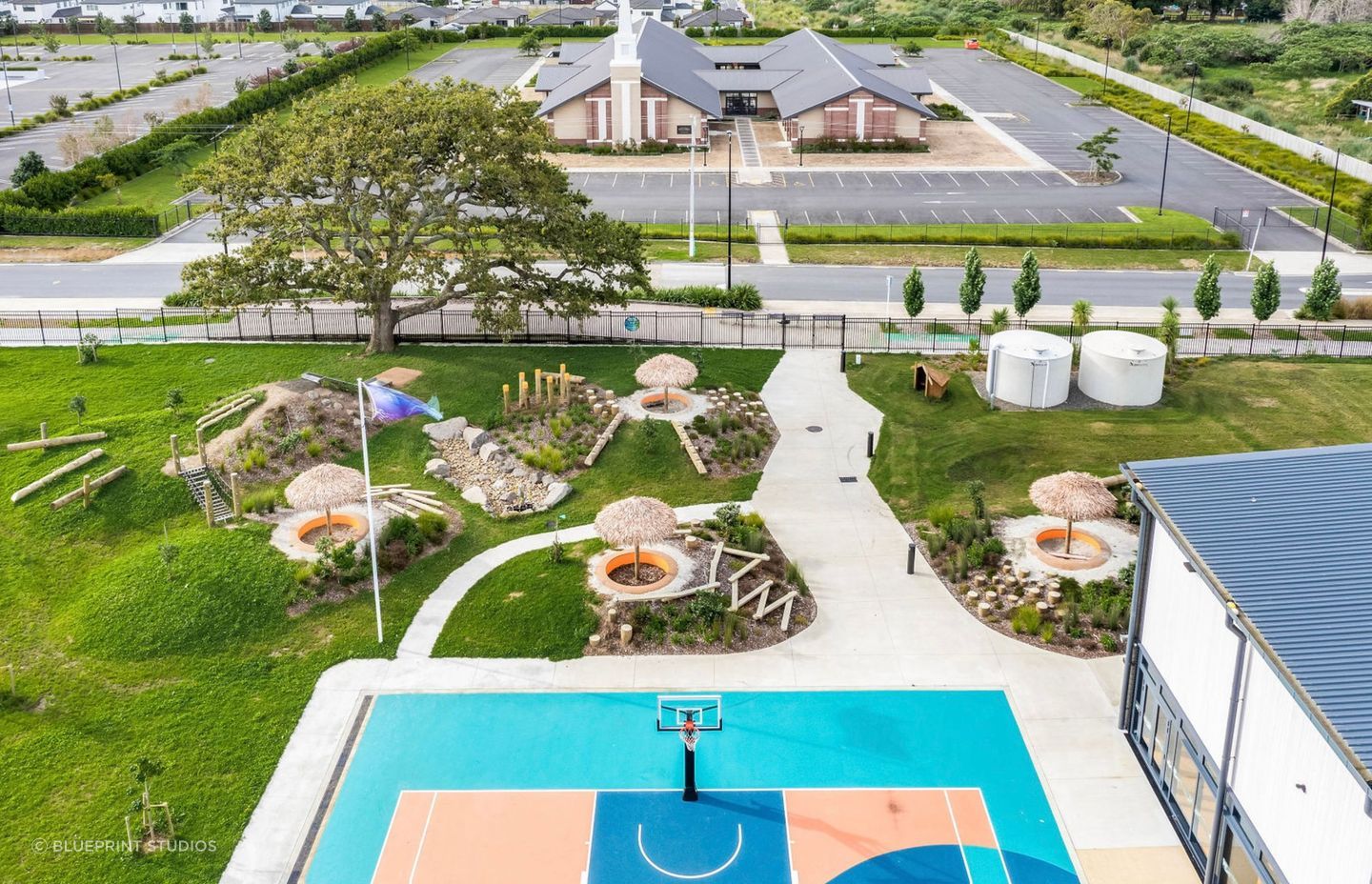 Prior to landscaping, the site had been compacted flat, with no grass or plant life in sight.