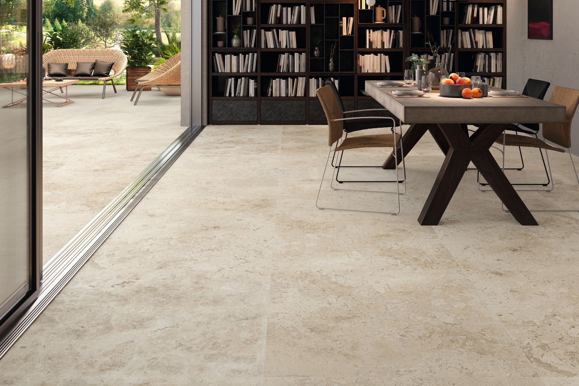 BALTIMORE - a Jura stone look in 1000x1000mm in White, Grey, and Caramel + White in size 300x900mm. For indoors and exterior spaces: PEI 4