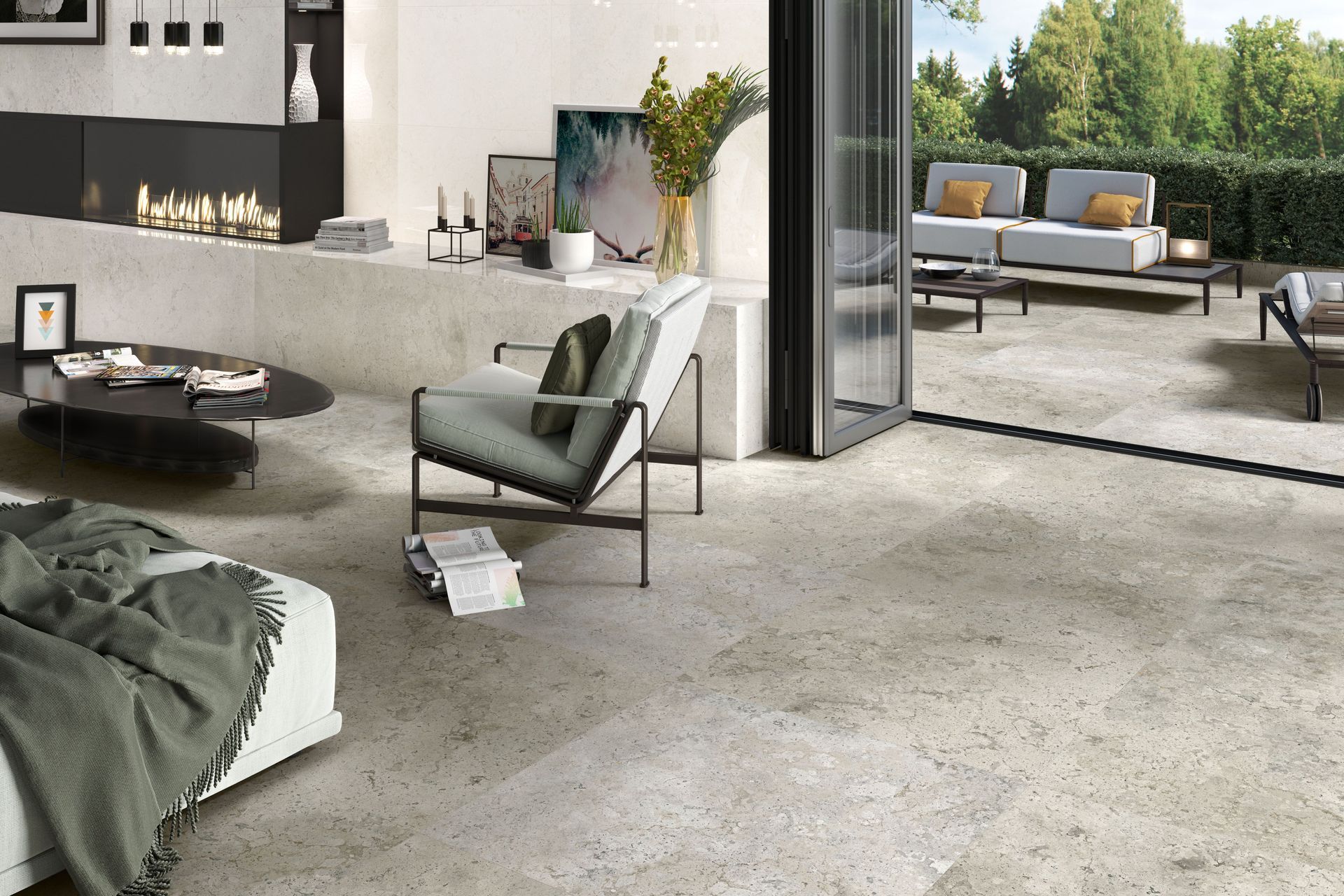 BALTIMORE - a Jura stone look in 1000x1000mm in White, Grey, and Caramel + White in size 300x900mm. For indoors and exterior spaces: PEI 4