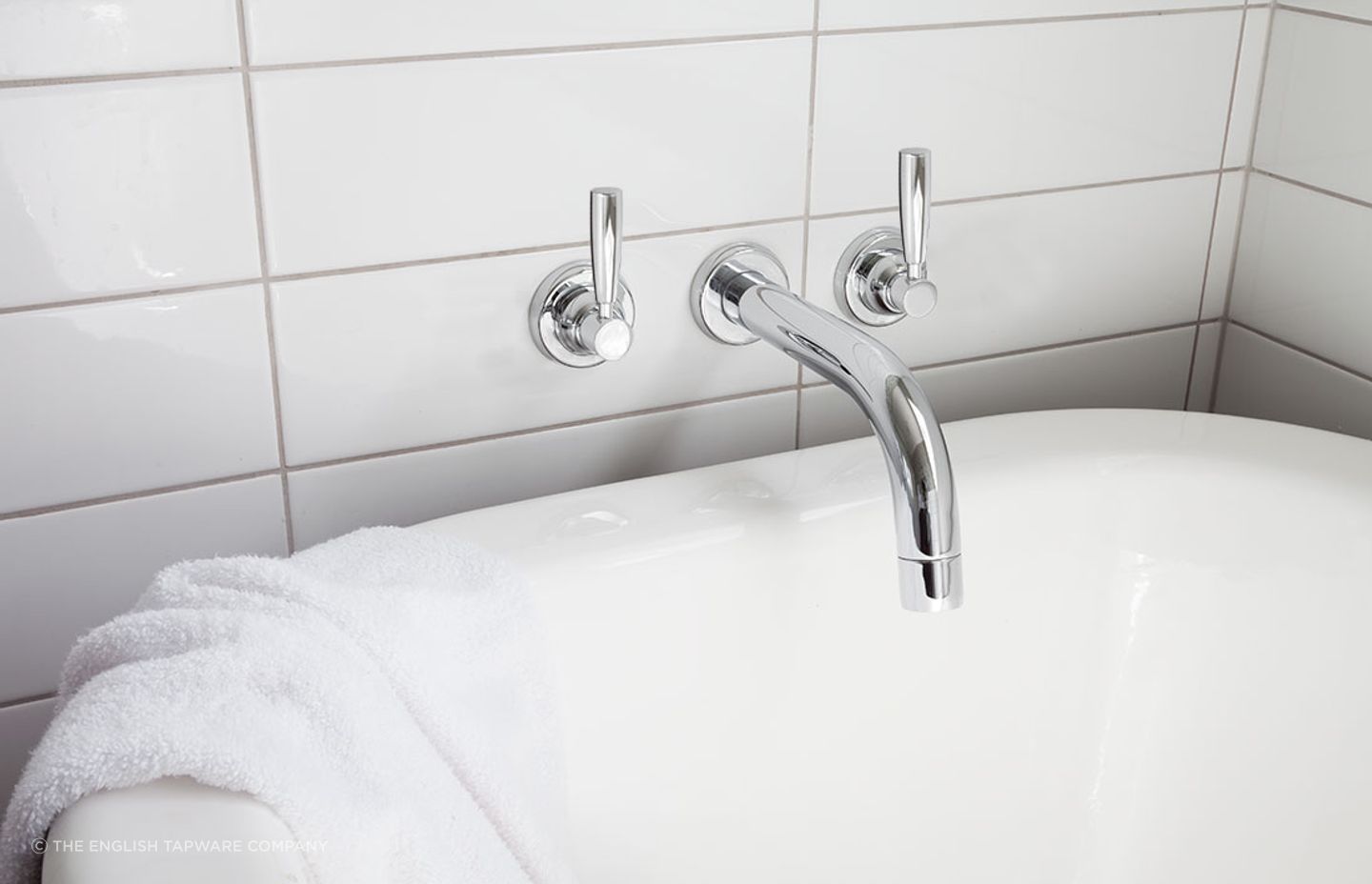 Perrin & Rowe Contemporary Bath Set with Tube Spout in classic chrome