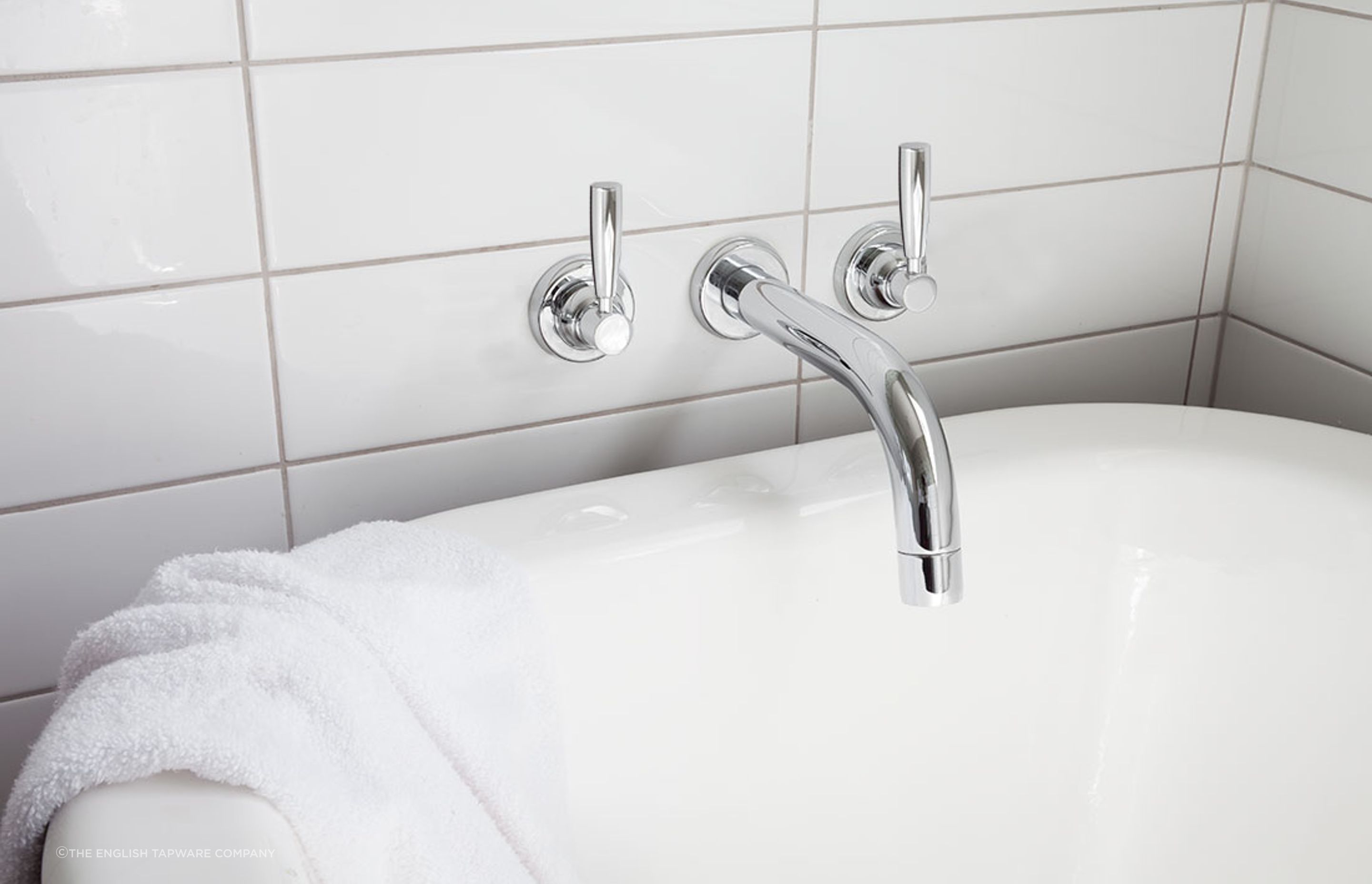 Perrin &amp; Rowe Contemporary Bath Set with Tube Spout in classic chrome